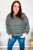 Look Striking Charcoal Stripe Terry Banded Dolman Pullover sold by Charming Charlie