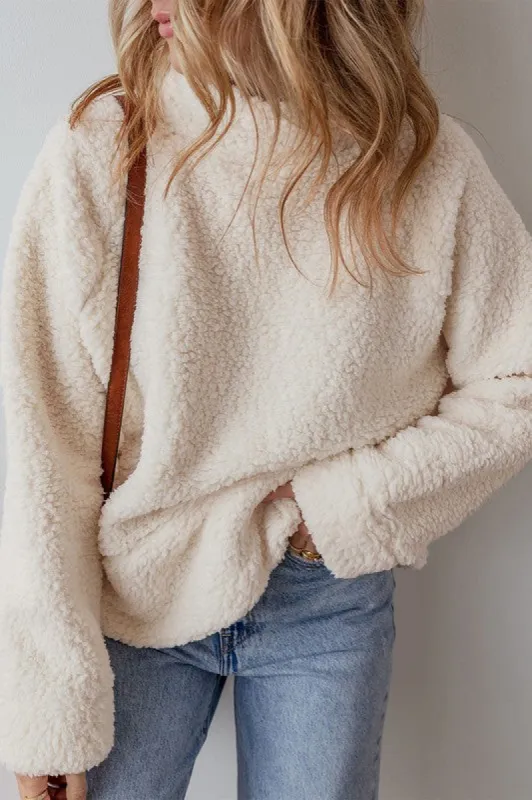Women Solid Fleece High Neck Pullover Sweatshirt sold by Charming Charlie