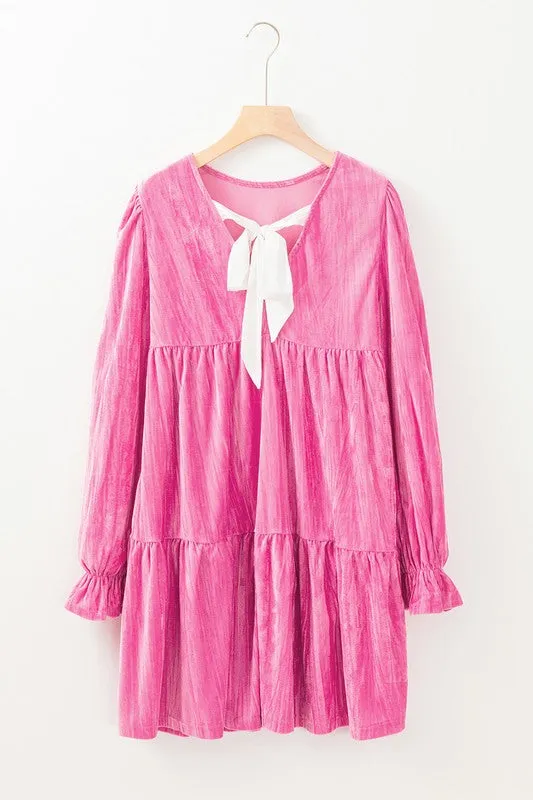 Flounce Sleeve Tiered Ruffled Velvet Mini Dress sold by Charming Charlie product image thumbnail 4