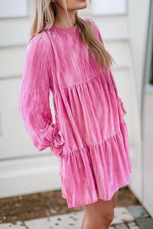 Flounce Sleeve Tiered Ruffled Velvet Mini Dress sold by Charming Charlie product image thumbnail 3