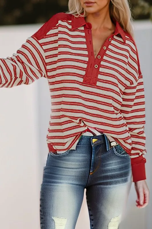 Collared Button Drop Shoulder Oversized Blouse sold by Charming Charlie product image thumbnail 2