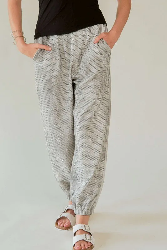 Davi & Dani Rhinestone Elastic Waist Joggers sold by Charming Charlie
