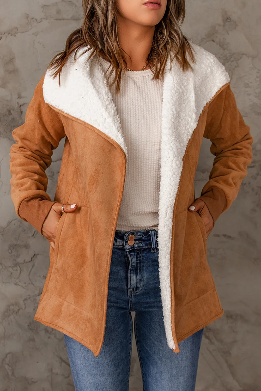 Open Front Long Sleeve Sherpa Jacket sold by Charming Charlie product image thumbnail 2