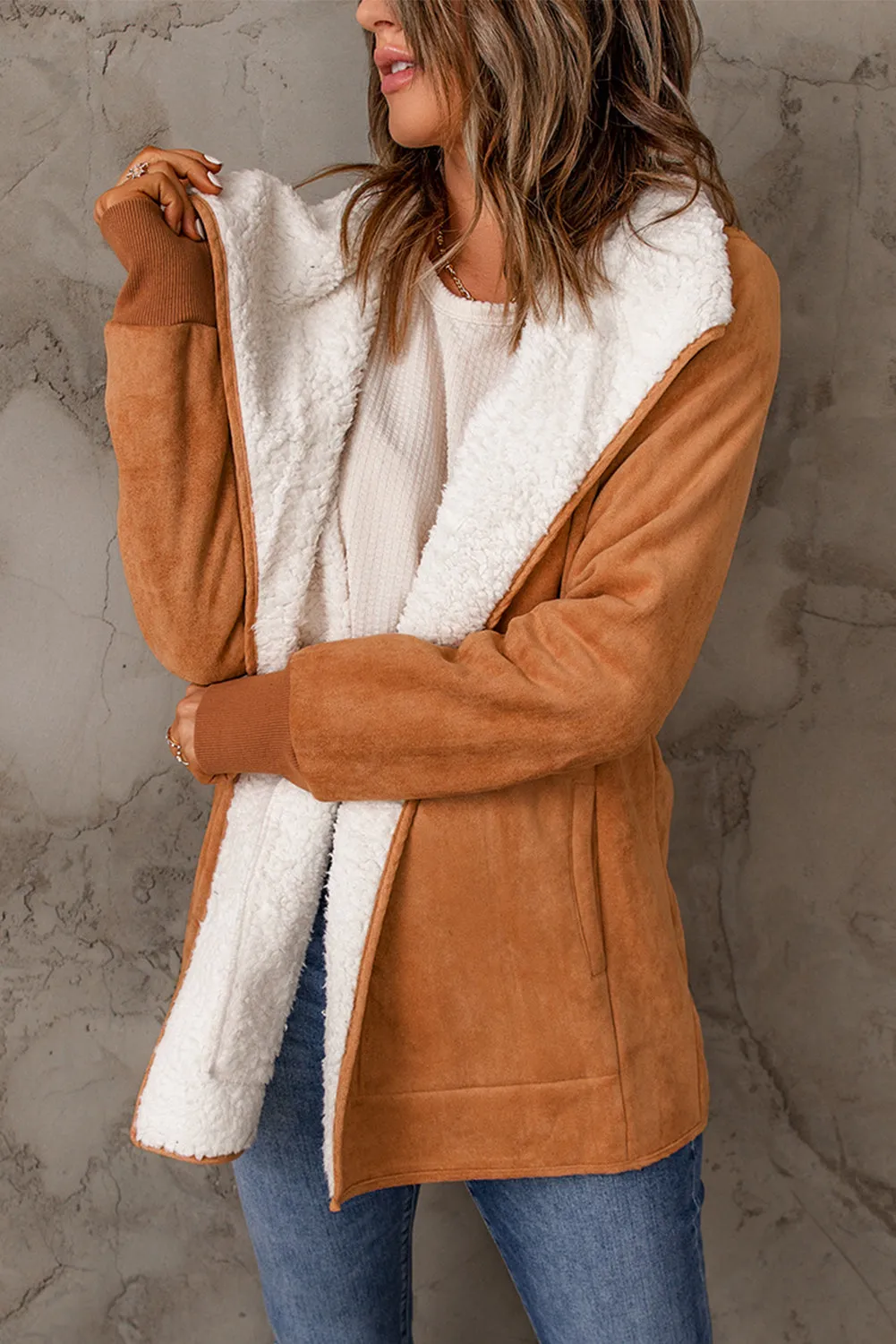 Open Front Long Sleeve Sherpa Jacket sold by Charming Charlie product image thumbnail 5