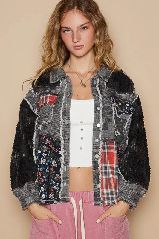 POL Crochet Patchwork Dropped Shoulder Jacket sold by Charming Charlie