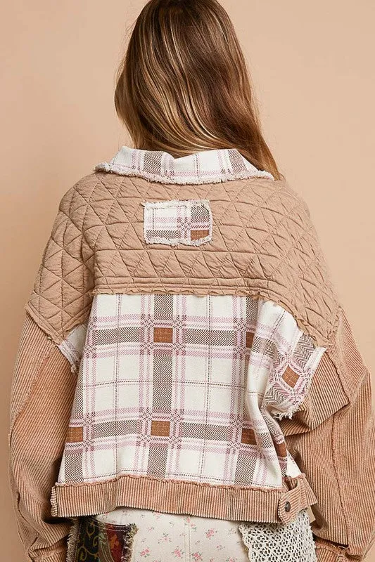 POL Corduroy Jacquard Patchwork Button Up Jacket sold by Charming Charlie product image thumbnail 2