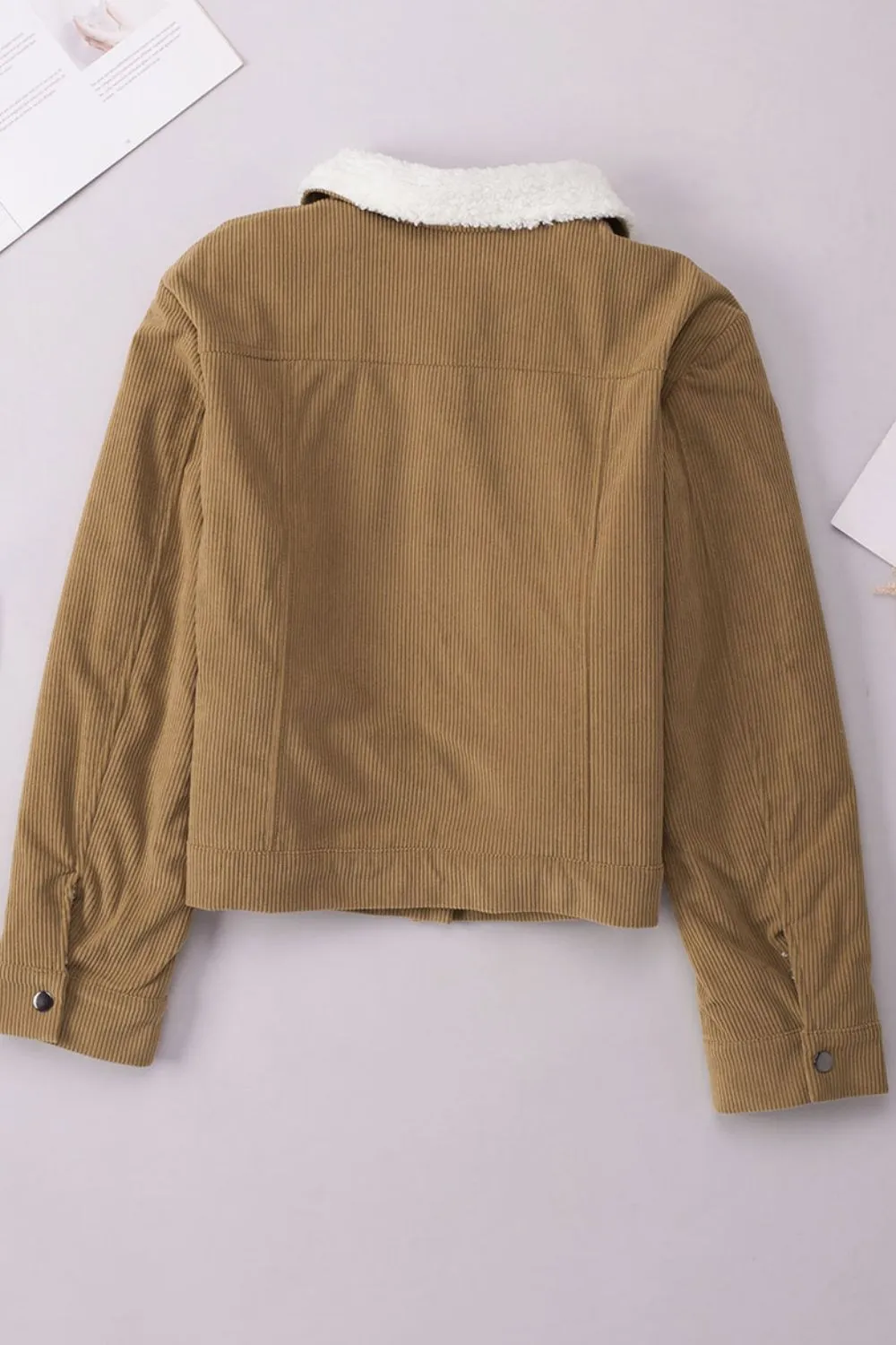 Corduroy Collared Neck Snap Down Jacket sold by Charming Charlie product image thumbnail 5