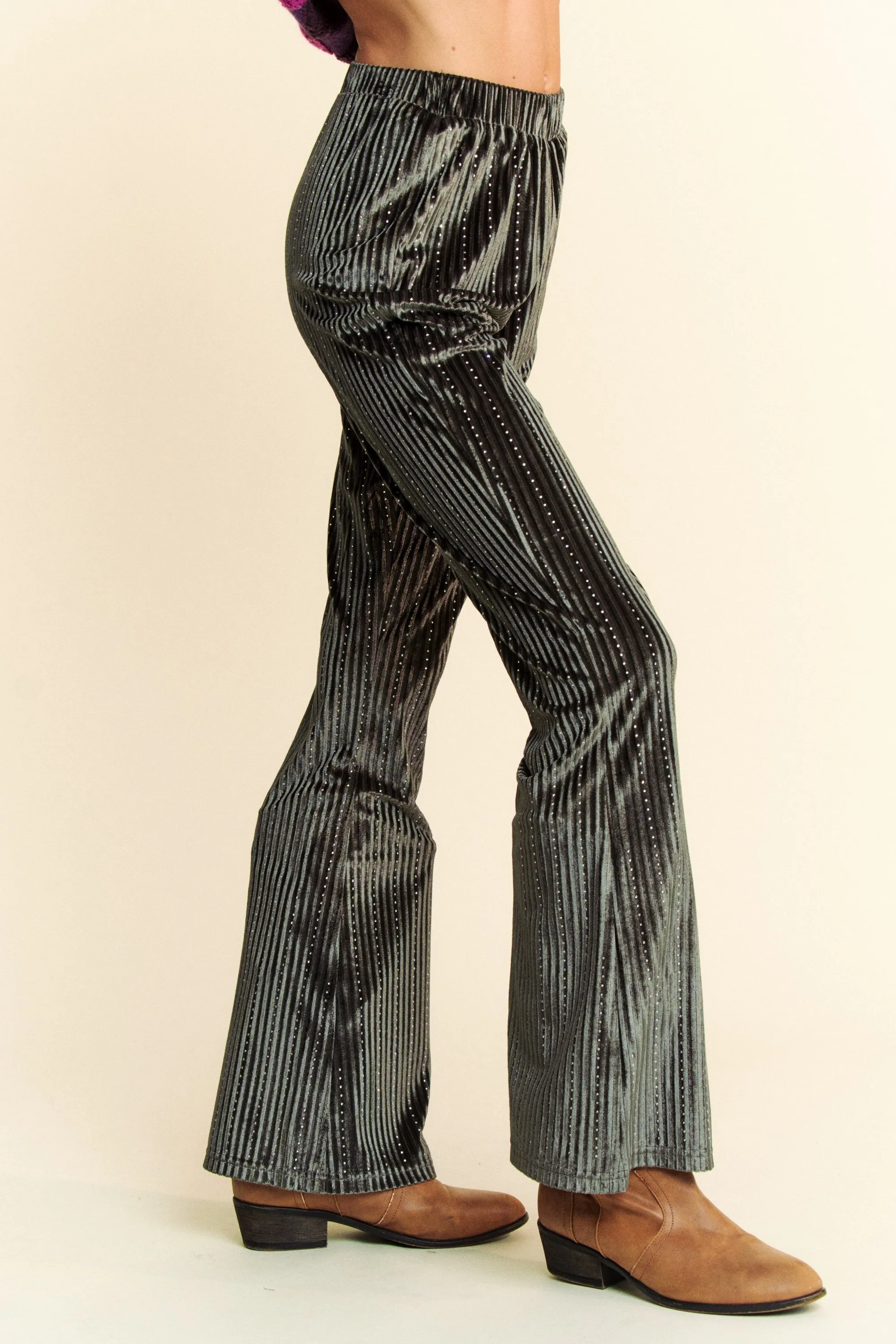 Davi & Dani Elastic Waist Knit Flare Pants sold by Charming Charlie product image thumbnail 3