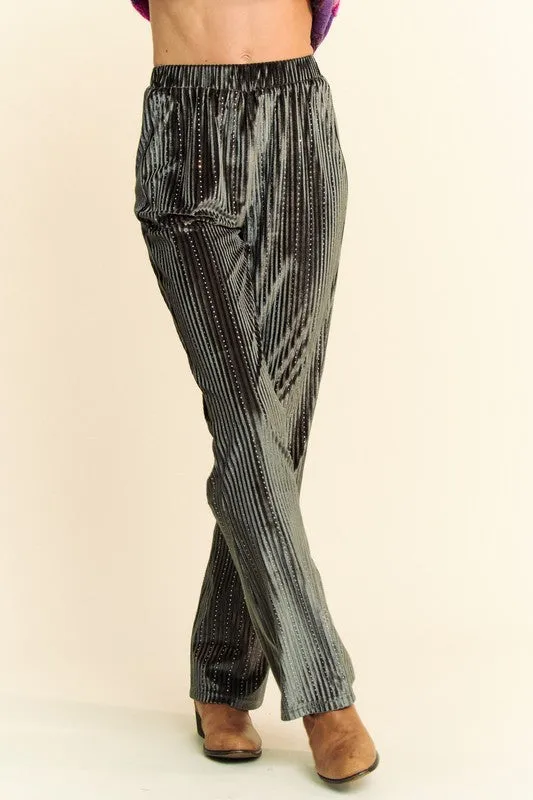 Davi & Dani Elastic Waist Knit Flare Pants sold by Charming Charlie