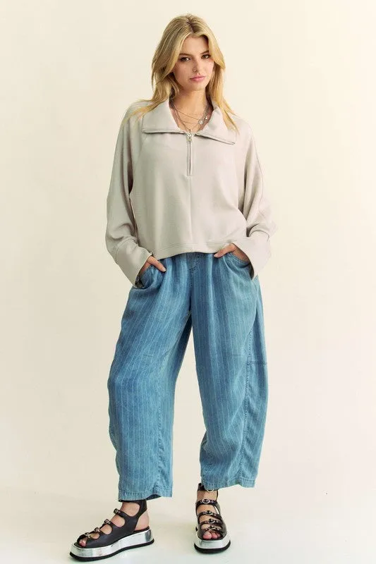 Davi & Dani Drawstring Hem Half Zip Raglan Sleeve Sweatshirt sold by Charming Charlie product image thumbnail 5