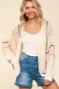 Haptics Full Size Striped Crochet Open Front Cardigan sold by Charming Charlie