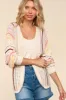 Haptics Full Size Striped Crochet Open Front Cardigan sold by Charming Charlie