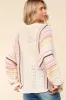 Haptics Full Size Striped Crochet Open Front Cardigan sold by Charming Charlie