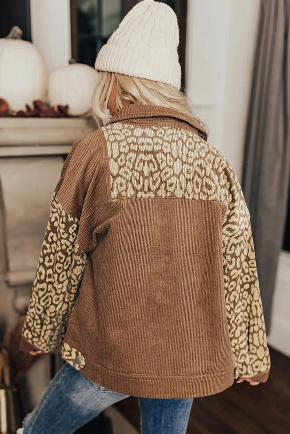 Leopard Button Up Drop Shoulder Jacket sold by Charming Charlie product image thumbnail 5