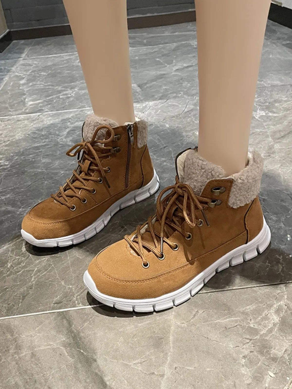 Suede Faux Fur Round Toe Boots sold by Charming Charlie product image thumbnail 3