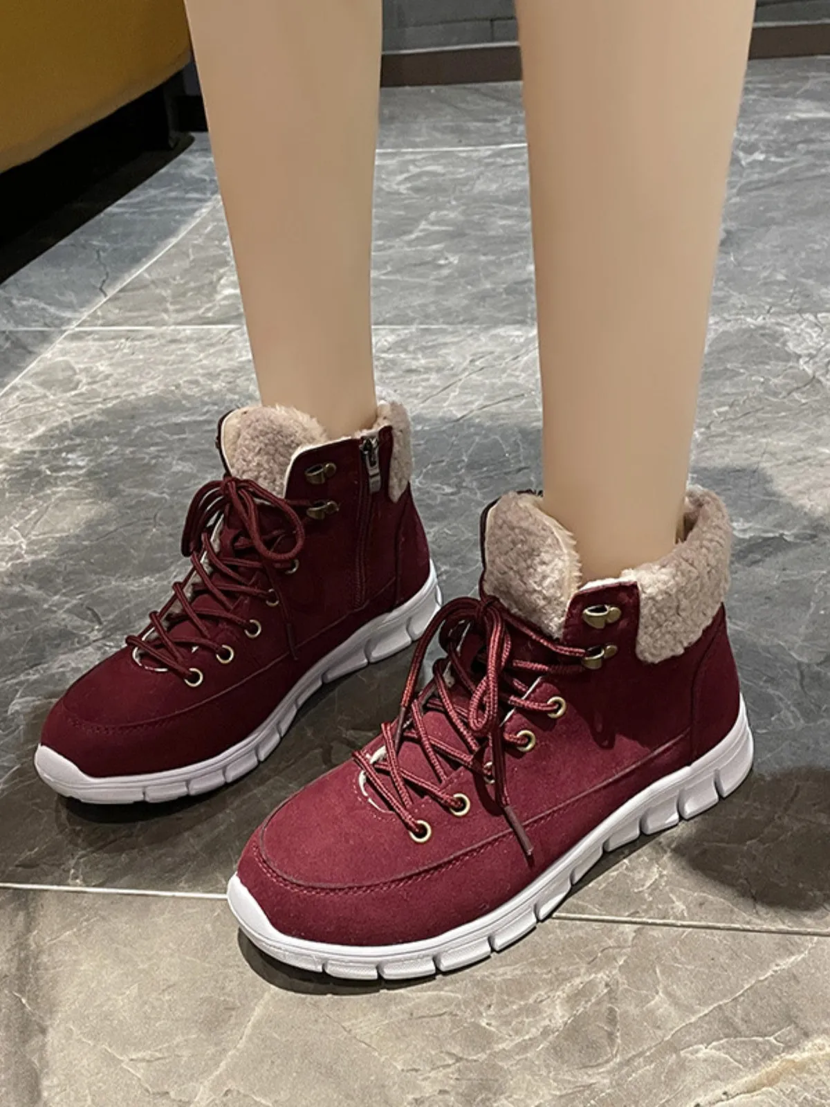 Suede Faux Fur Round Toe Boots sold by Charming Charlie product image thumbnail 4