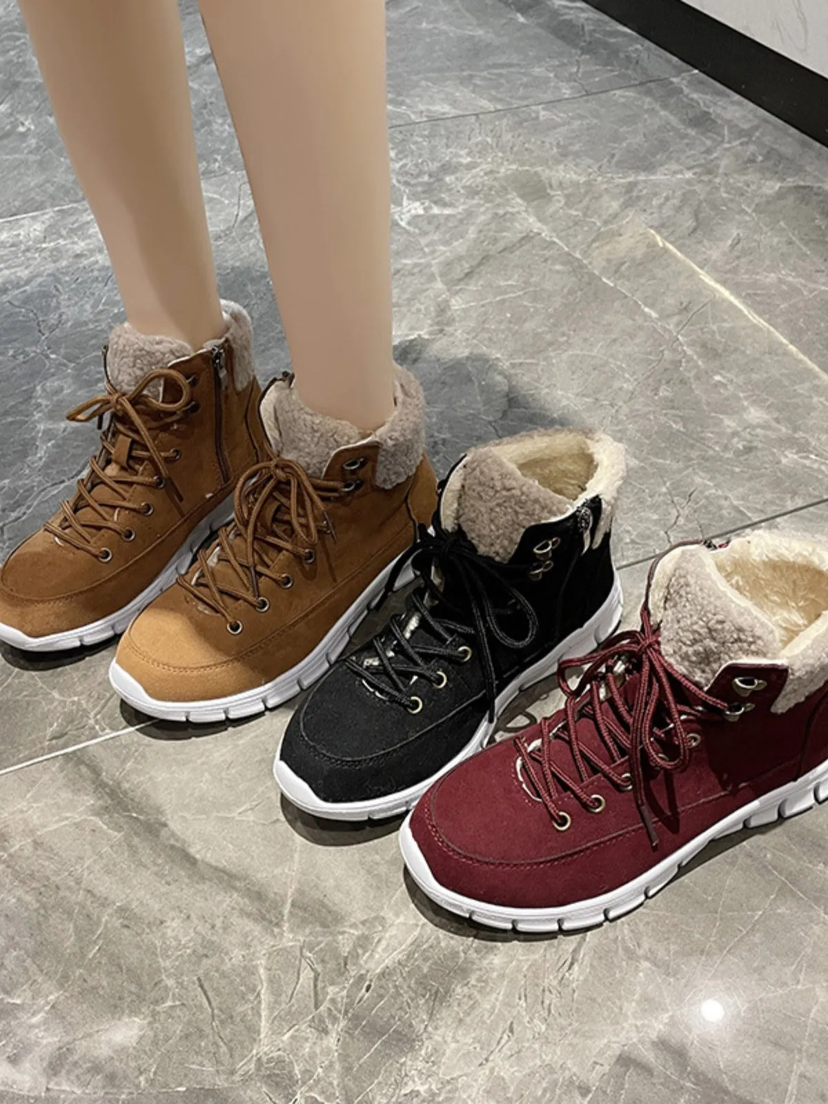 Suede Faux Fur Round Toe Boots sold by Charming Charlie