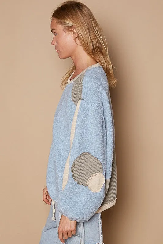 POL Color Block Half Zip Dropped Shoulder Sweatshirt sold by Charming Charlie product image thumbnail 4