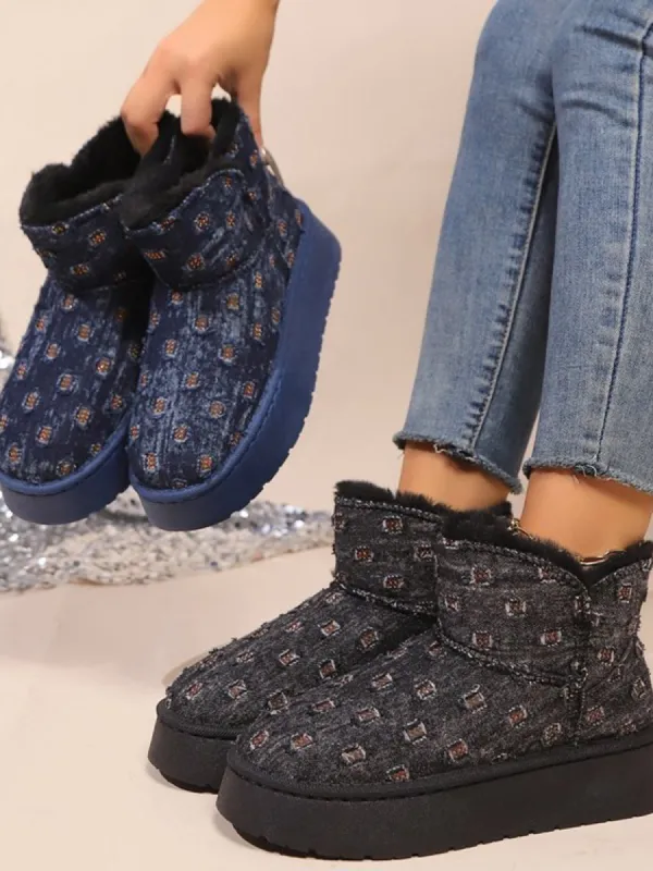 Thermal Faux Fur Round Toe Platform Boots sold by Charming Charlie