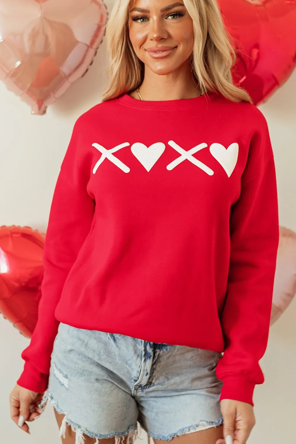 Valentine’s Day XOXO Round Neck Drop Shoulder Sweatshirt sold by Charming Charlie product image thumbnail 2