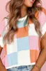 Contrast Plaid Round Neck Cap Sleeve Sweater sold by Charming Charlie