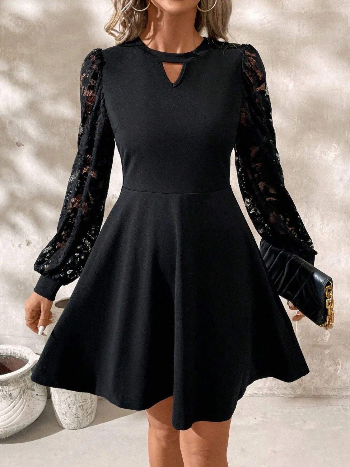 Cutout Lace Long Sleeve Mini Dress sold by Charming Charlie product image thumbnail 2