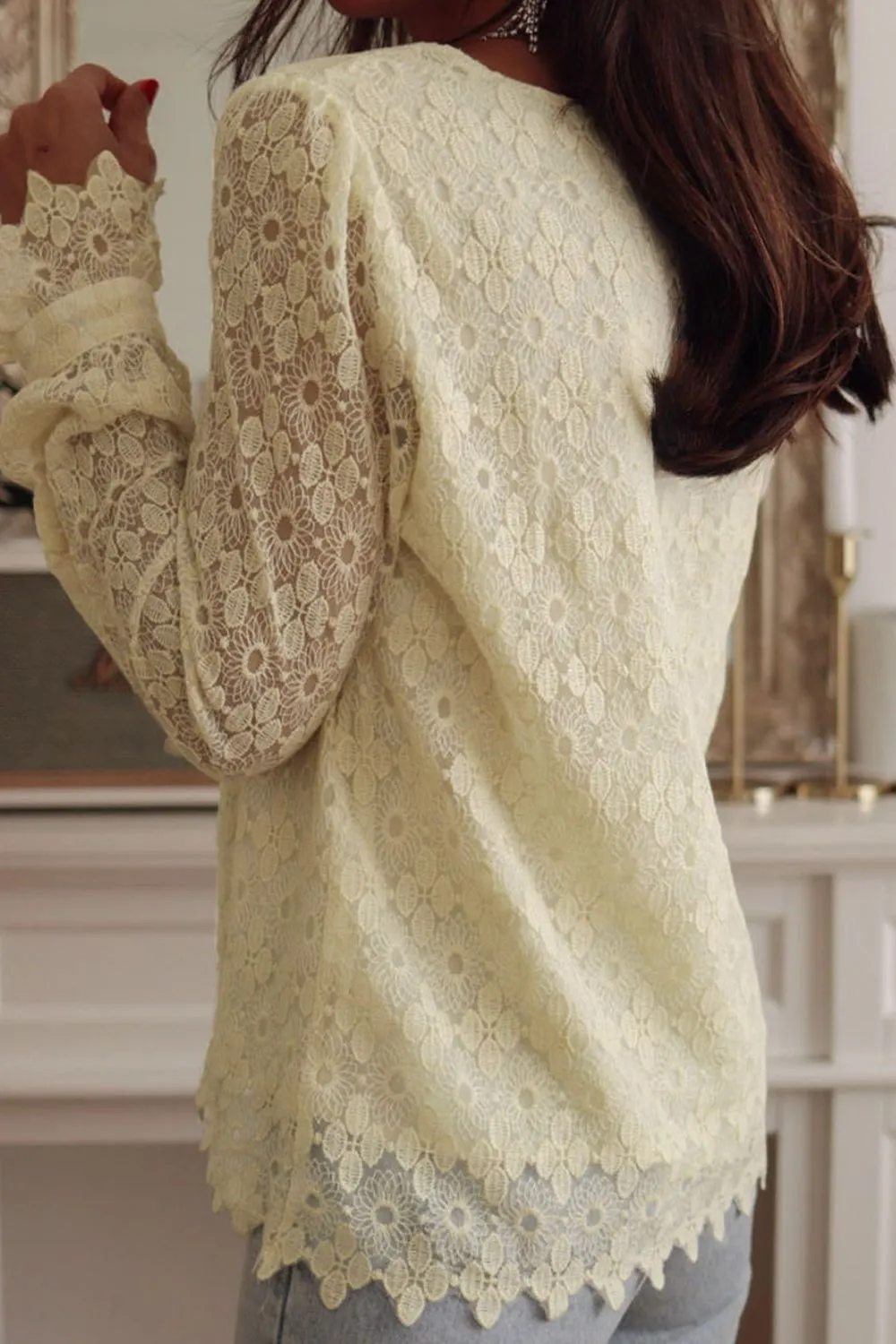Lace Detail V-Neck Long Sleeve Blouse sold by Charming Charlie product image thumbnail 4