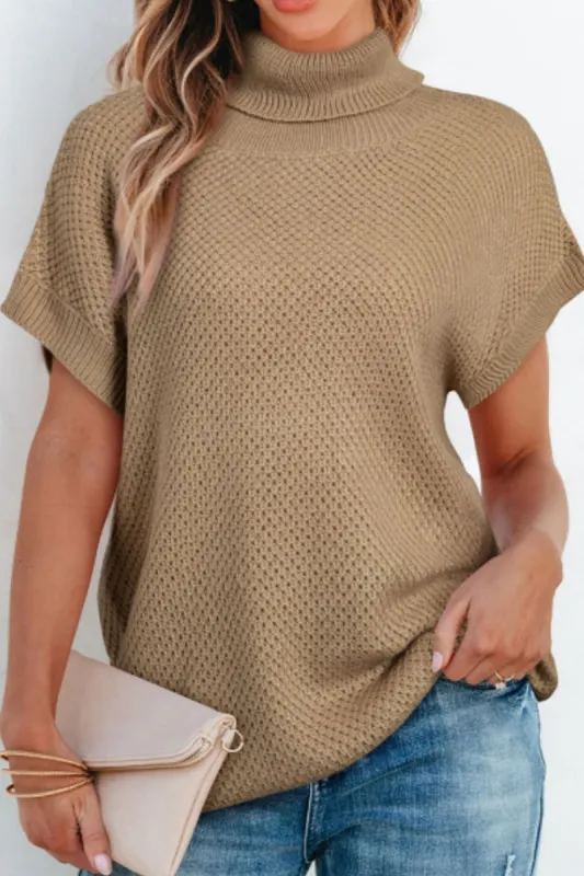 Solid Color Turtleneck Short Sleeve Sweater sold by Charming Charlie