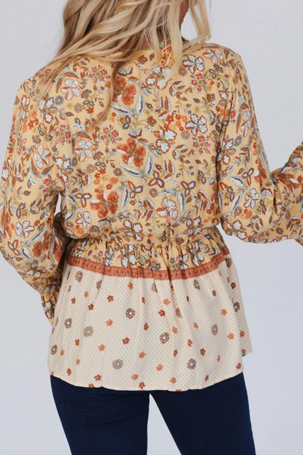 Peplum Printed Surplice Flare Sleeve Blouse sold by Charming Charlie product image thumbnail 4