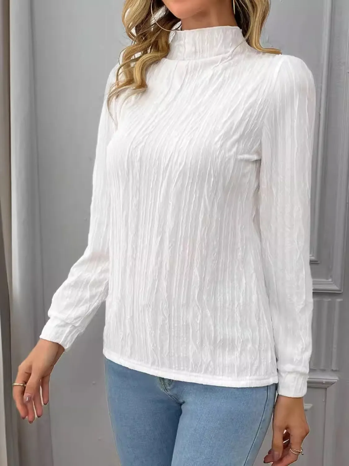 Texture Mock Neck Long Sleeve Top sold by Charming Charlie product image thumbnail 2