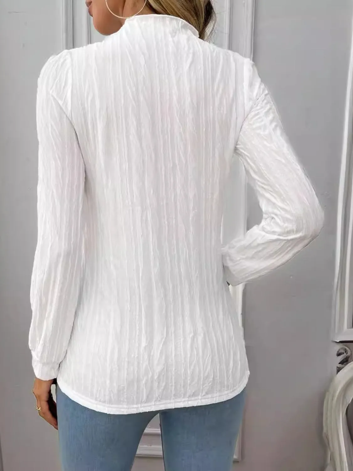 Texture Mock Neck Long Sleeve Top sold by Charming Charlie product image thumbnail 3