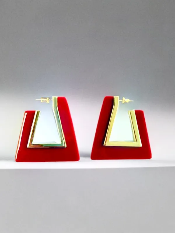 Rebecca Minkoff- Red and Gold Drop Earrings sold by Charming Charlie