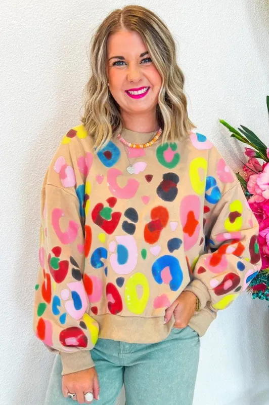 Women Leopard Drop Shoulder Pullover Sweatshirt sold by Charming Charlie
