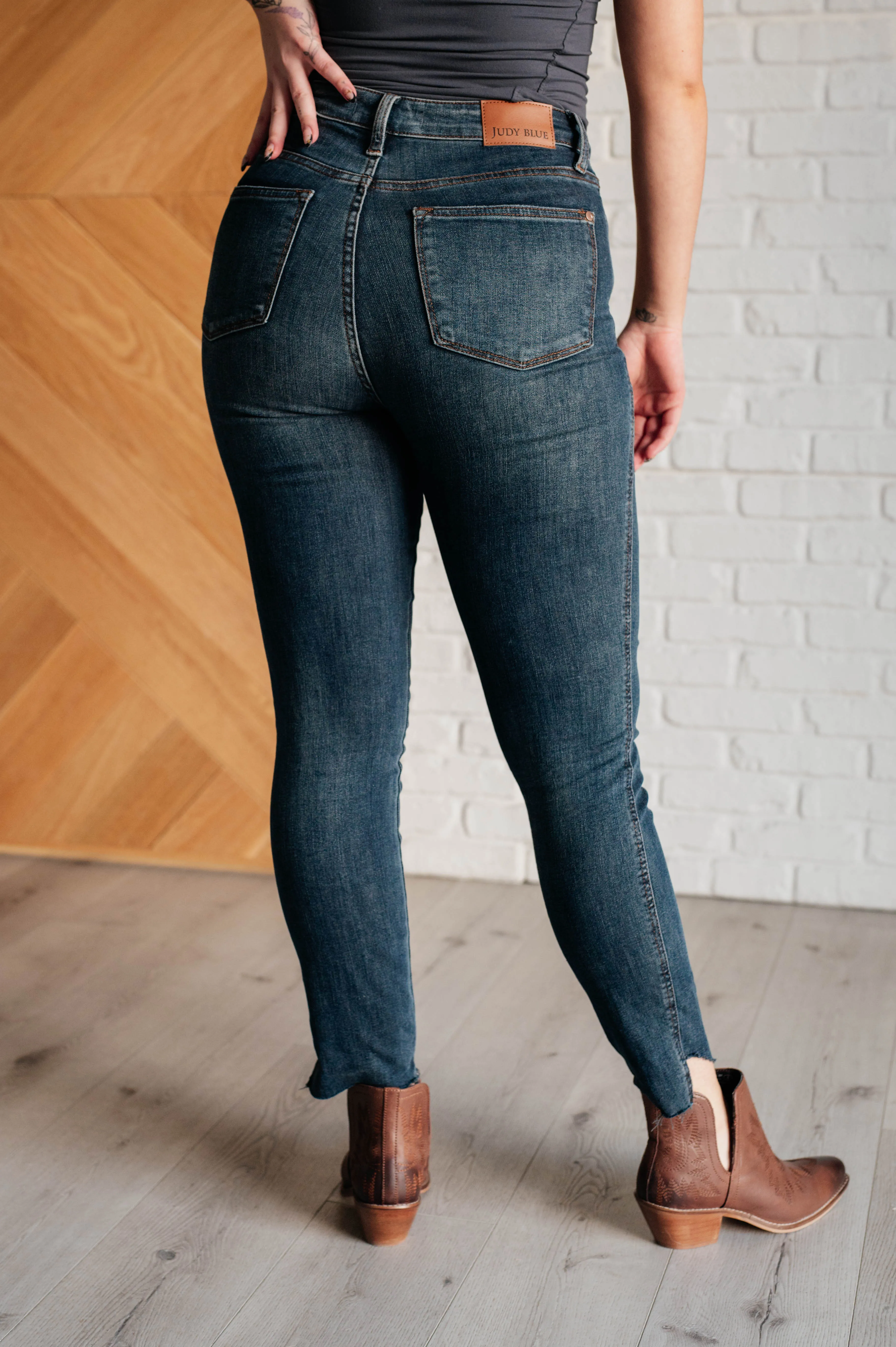 Tessa High Rise Control Top Step Hem Skinny Jeans sold by Charming Charlie product image thumbnail 4