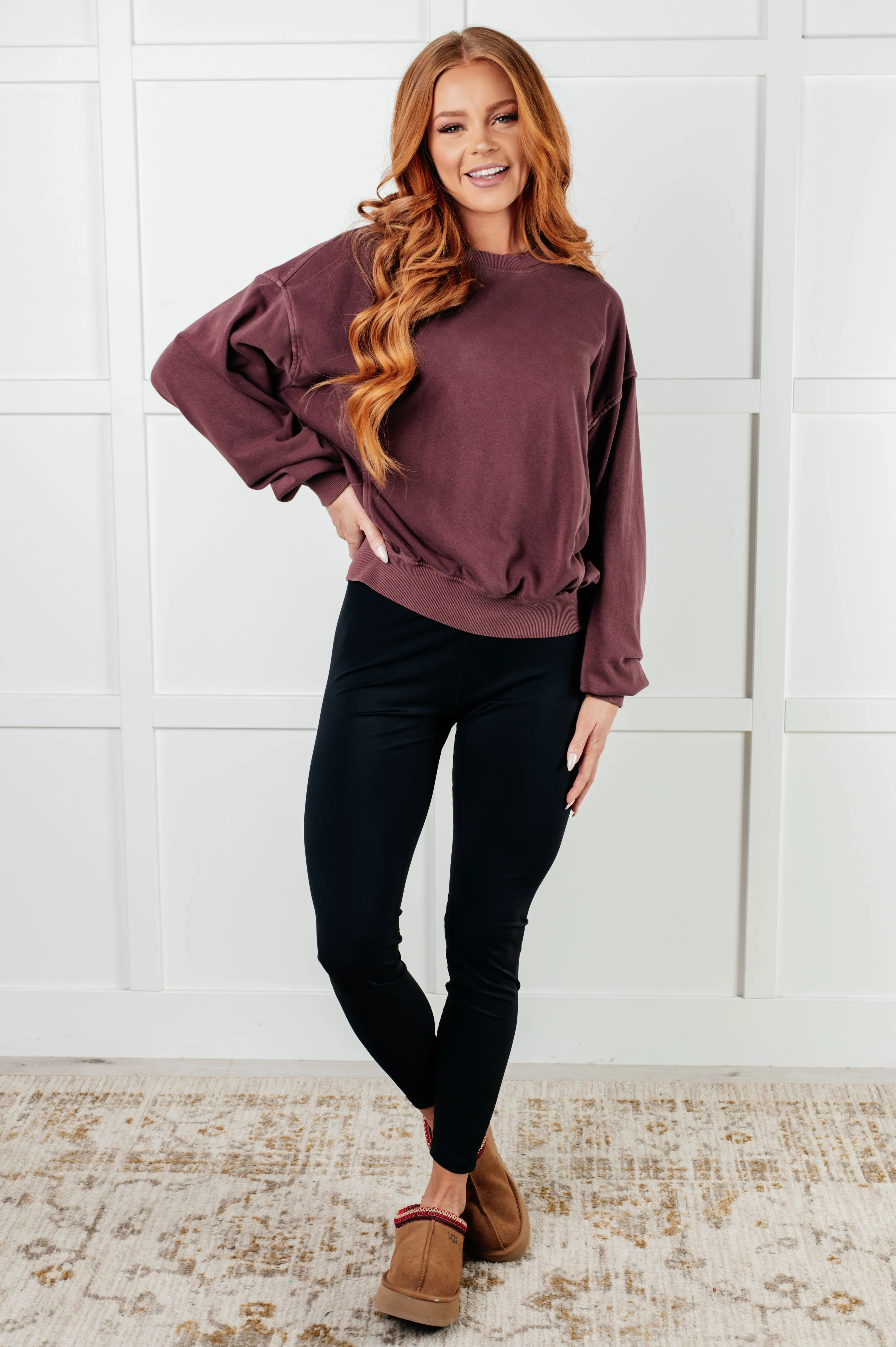 Beyond the Basics Pullover in Eggplant sold by Charming Charlie product image thumbnail 3