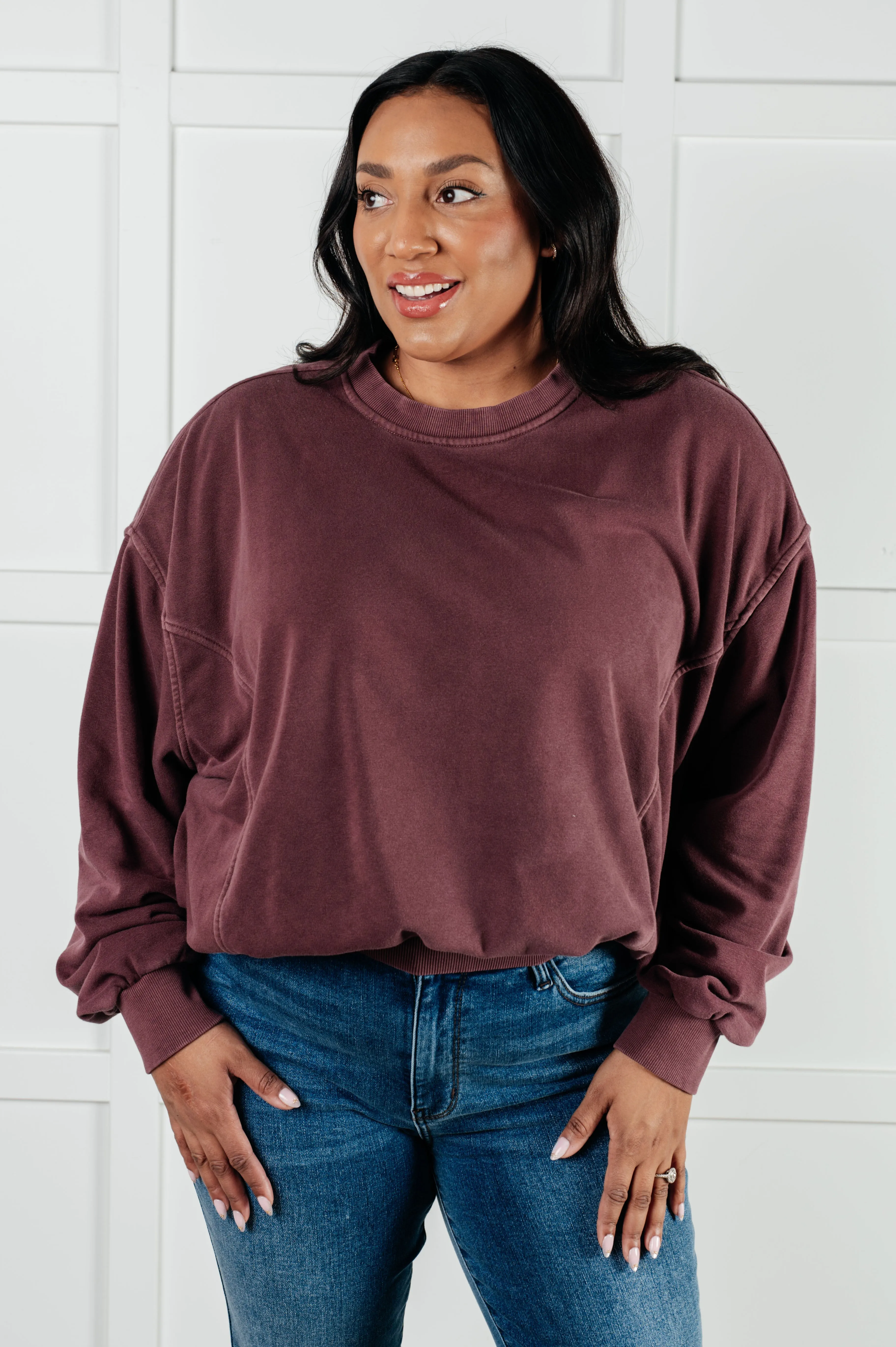Beyond the Basics Pullover in Eggplant sold by Charming Charlie product image thumbnail 2