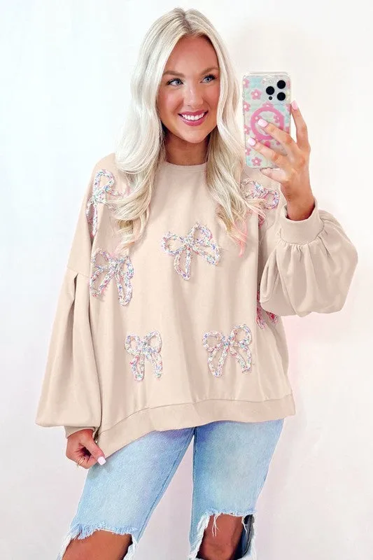 Women Lantern Sleeve Oversized Pullover Sweatshirt sold by Charming Charlie product image thumbnail 4