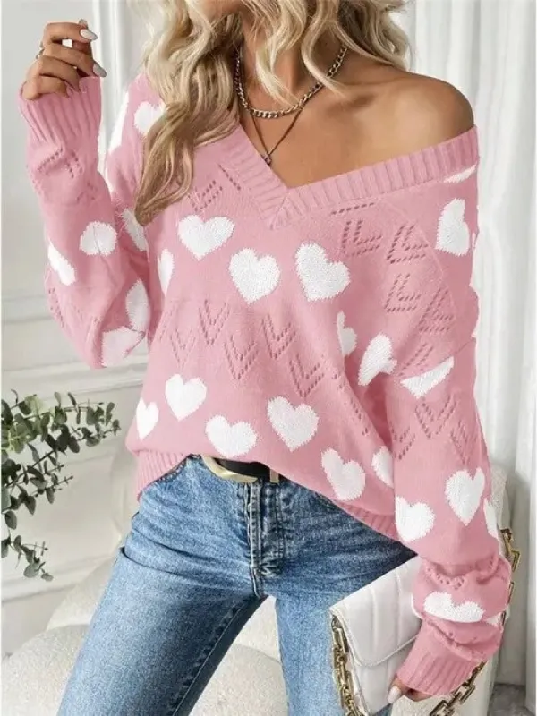 V-neck Heart Knit sweater sold by Charming Charlie