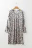 Gray Leopard Print V Neck Loose Fit Mini Dress sold by Charming Charlie