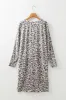 Gray Leopard Print V Neck Loose Fit Mini Dress sold by Charming Charlie