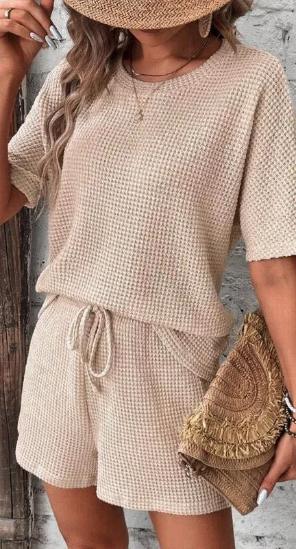 Textured shorts set sold by Charming Charlie