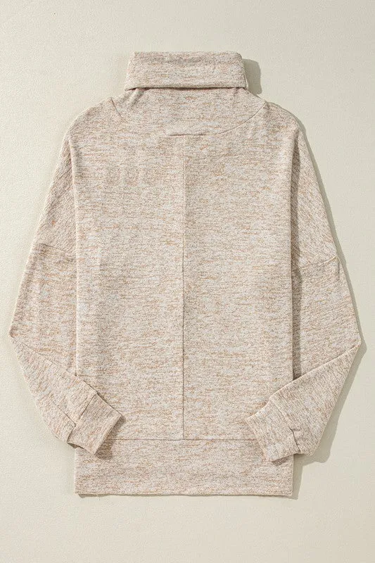 Women Cowl High Neck Long Sleeve Split Shirts sold by Charming Charlie product image thumbnail 4