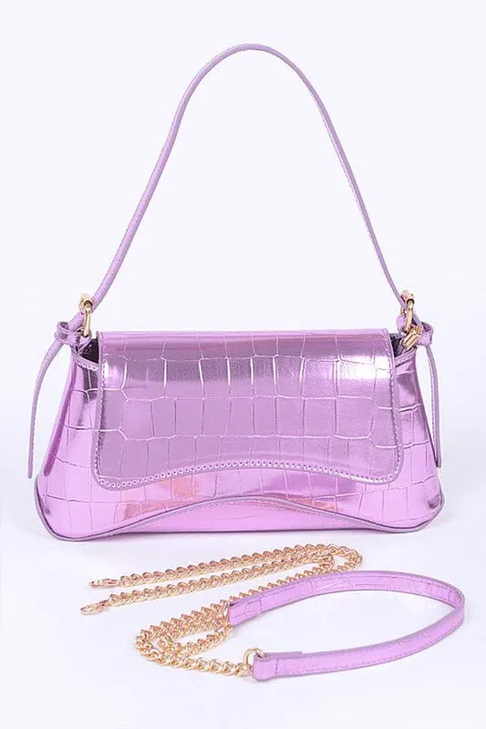 Metallic Croc Embossed Shoulder Bag sold by Charming Charlie product image thumbnail 5