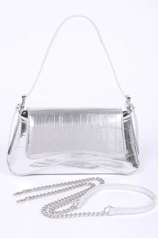 Metallic Croc Embossed Shoulder Bag sold by Charming Charlie product image thumbnail 3