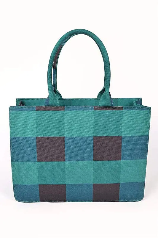 Buffalo Check Large Zipper Structure Tote sold by Charming Charlie