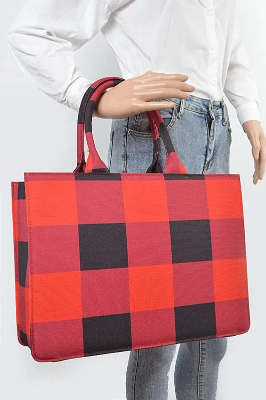 Buffalo Check Large Zipper Structure Tote sold by Charming Charlie product image thumbnail 4