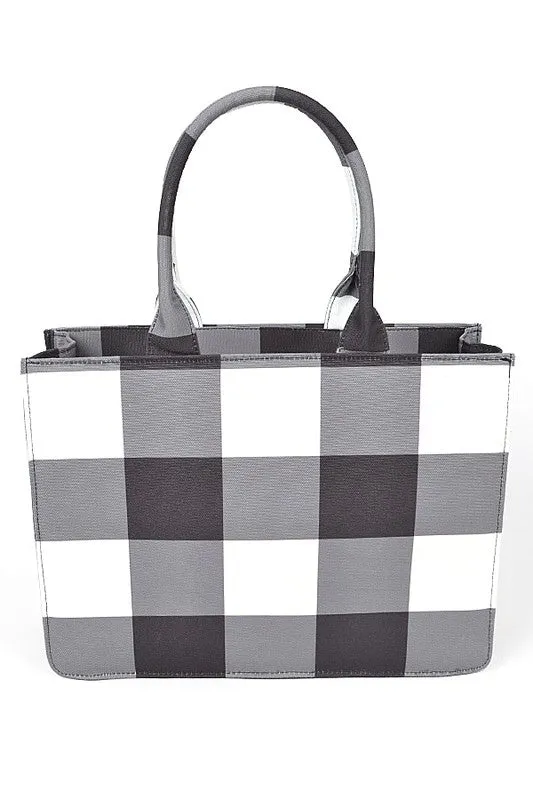 Buffalo Check Large Zipper Structure Tote sold by Charming Charlie product image thumbnail 2