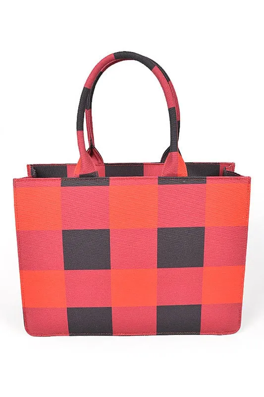 Buffalo Check Large Zipper Structure Tote sold by Charming Charlie product image thumbnail 5