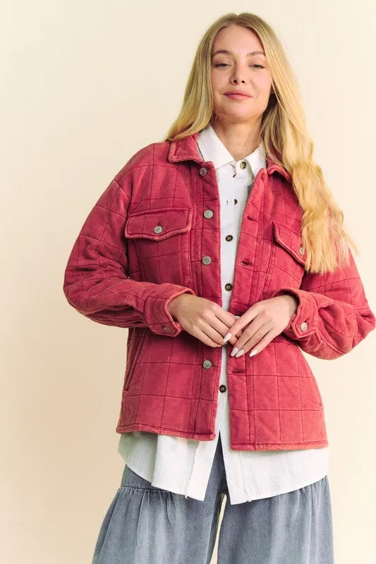 Davi & Dani Quilted Button Down Shacket with Chest Pockets sold by Charming Charlie product image thumbnail 4