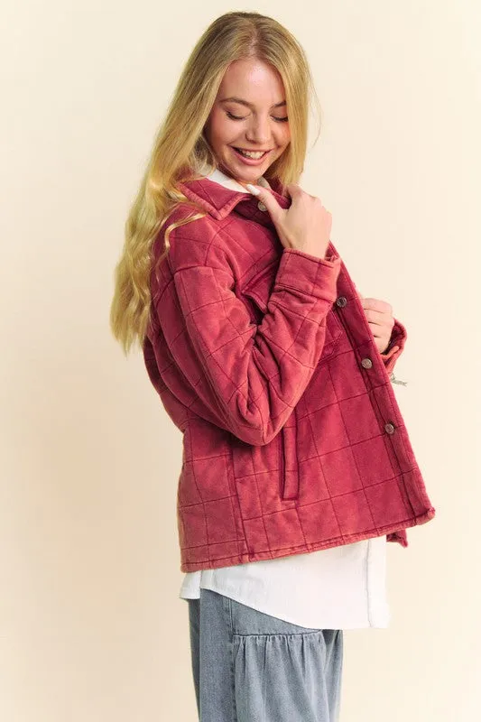 Davi & Dani Quilted Button Down Shacket with Chest Pockets sold by Charming Charlie product image thumbnail 3